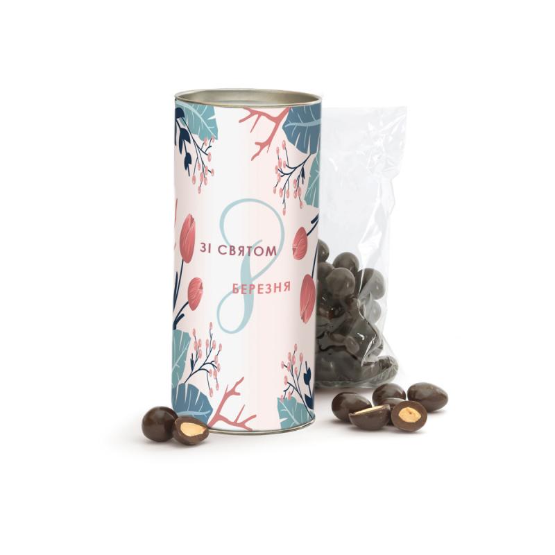 Коробка цукерок Драже з друком логотипу 300 г Тубус