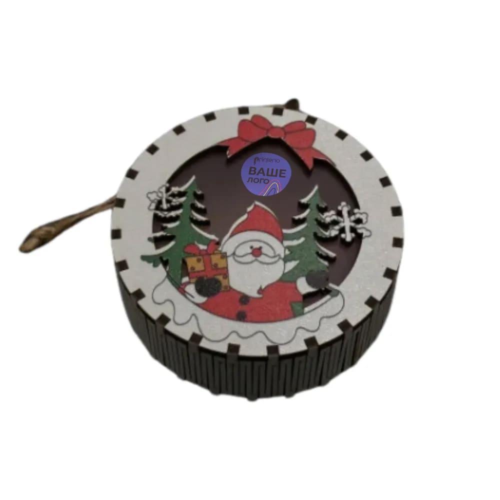 Деревянные новогодние игрушки с подсветкой Дед Мороз 85х32мм для вашего лого