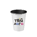Бумажный стаканчик однослойный черный внутри 175 мл с логотипом