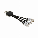 Брелок ZORAN 16 см с переходниками Type-C, Micro-USB, Lightning, USB, карабином и подсветкой логотипа