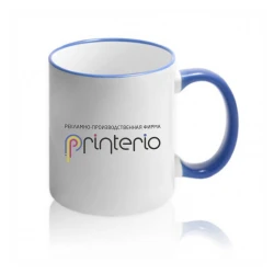 Кружка с цветной ручкой и каймой с логотипом