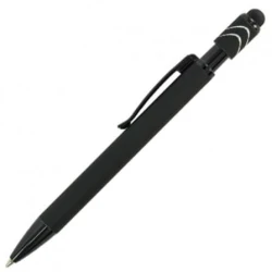 Ручка-антистресс металлическая с Soft-touch и стилусом Relaxa с логотипом