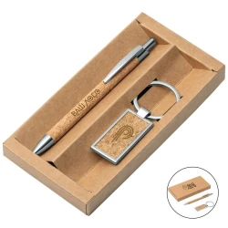 ЕКО набор пробковый (ручка + брелок) для печати вашего логотипа