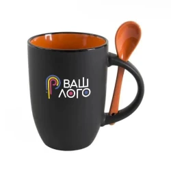 Черная чашка с логотипом 380 мл