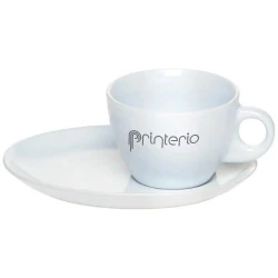 Чашка керамическая глянцевая 190 мл с блюдцем с лого