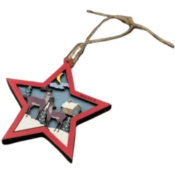 Деревянные новогодние игрушки с подсветкой 90х80х10мм. Звездочка для вашего лого
