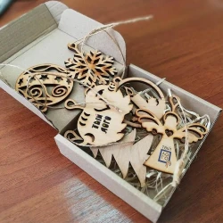 Деревянный новогодний набор для вашего логотипа