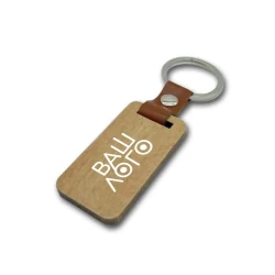 Брелок деревянный прямоугольный 55х28мм с логотипом.