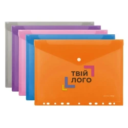 Папка-конверт А4 на кнопке с перфорацией для нанесения логотипа