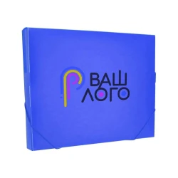 Папка-бокс пластиковая А4 30 мм на резинках фактура апельсин с печатью лого