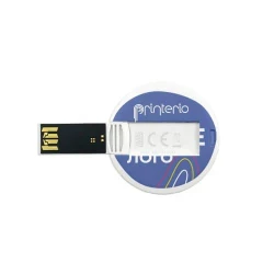 Флешка круглая кредитная карта USB 2.0 белая 43 мм с логотипом 16 Gb