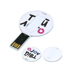 Флешка круглая кредитная карта USB 2.0 белая 43 мм с логотипом 32 Gb