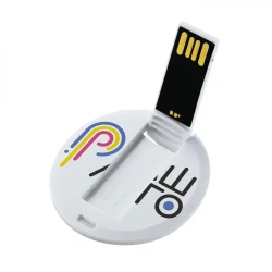 Флешка круглая кредитная карта USB 2.0 белая 43 мм с логотипом 4 Gb