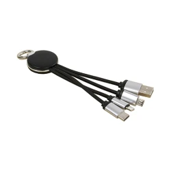 Брелок ZORAN 16 см с переходниками Type-C, Micro-USB, Lightning, USB, карабином и подсветкой логотипа