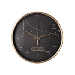 Часы настенные металлические Optima MARBLE черный с логотипом 25.2 см