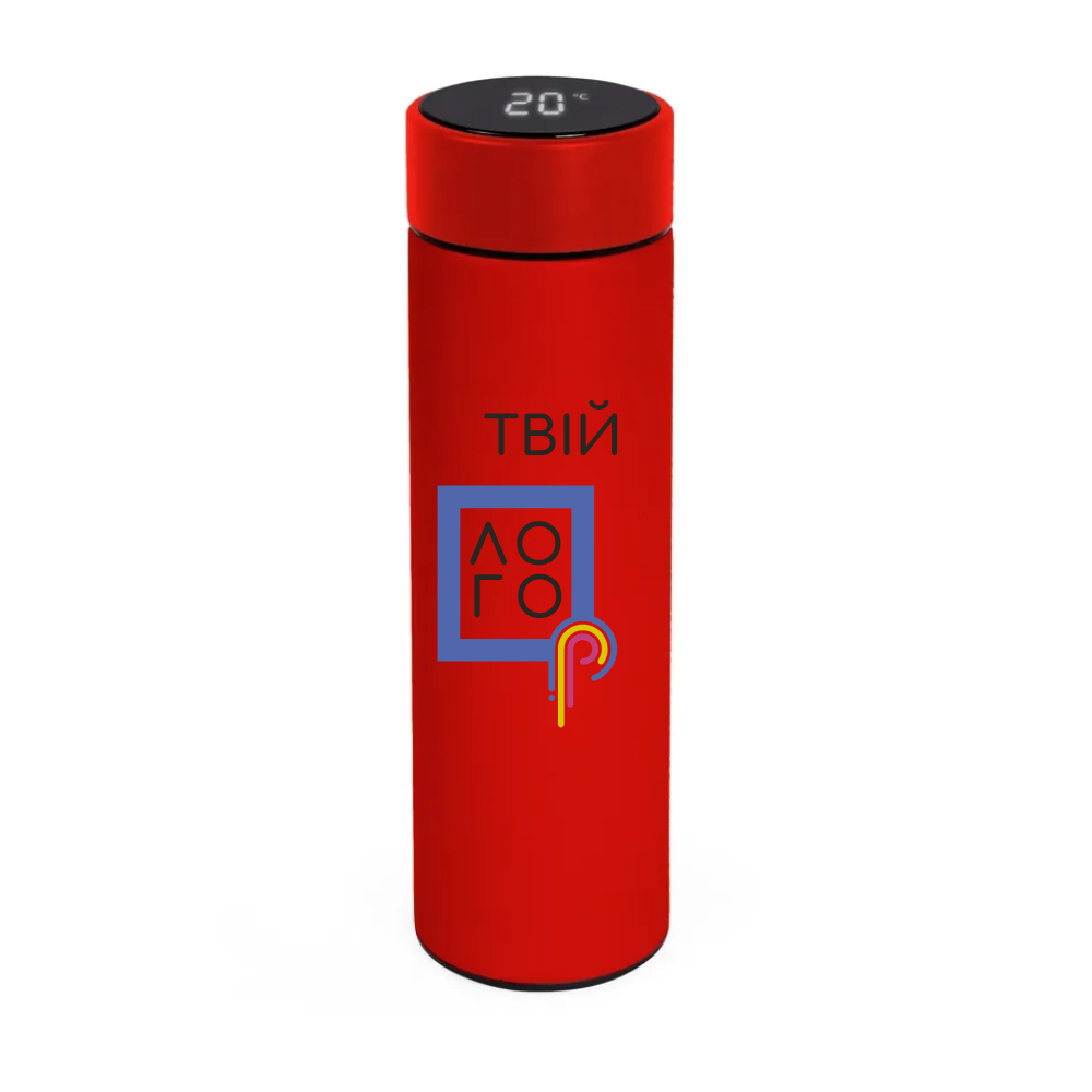 Термос с водонепроницаемым светодиодным дисплеем температури Smart с логотипом, 500 мл