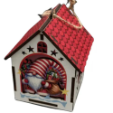 Деревянные новогодние игрушки с подсветкой 100х55х75мм. Красный домик с логотипом Фото 4